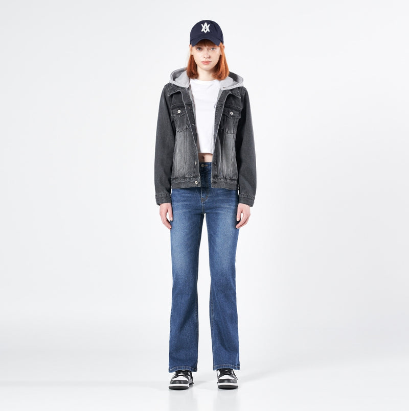 アクメドラビ(acme' de la vie) A LOGO PATCH DENIM HOODIE JACKET BLACK