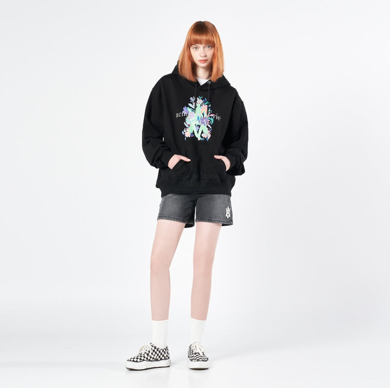 アクメドラビ(acme' de la vie) A LOGO EMBLEM PATCH DENIM SHORT PANTS BLACK