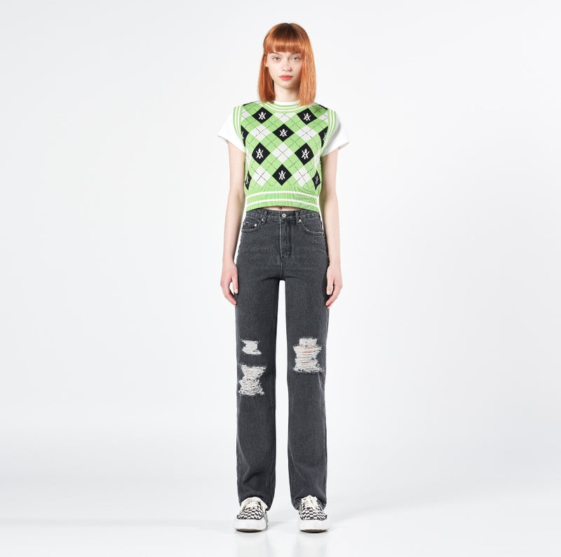 アクメドラビ(acme' de la vie) DESTROYED WASHING STRAIGHT DENIM PANTS BLACK