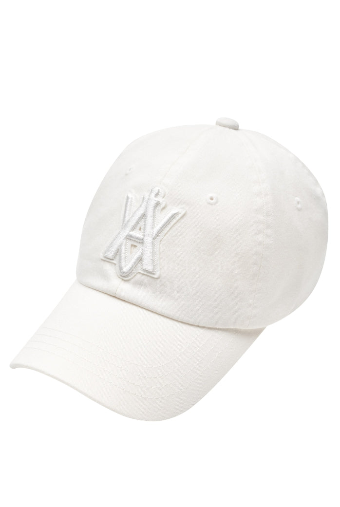 アクメドラビ(acme' de la vie) A LOGO EMBLEM EMBOSSING PATCH BALL CAP WHITE