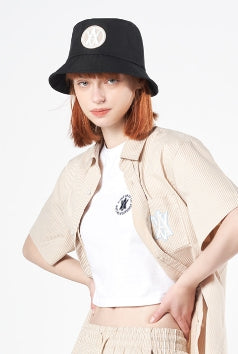 アクメドラビ(acme' de la vie) A LOGO CIRCLE EMBLEM EMBOSSING PATCH BUCKET HAT BLACK