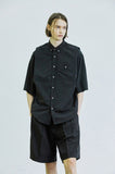 SSY(エスエスワイ)  scoop sleeveless nylon shirt black