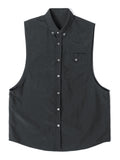 SSY(エスエスワイ)  scoop sleeveless nylon shirt black