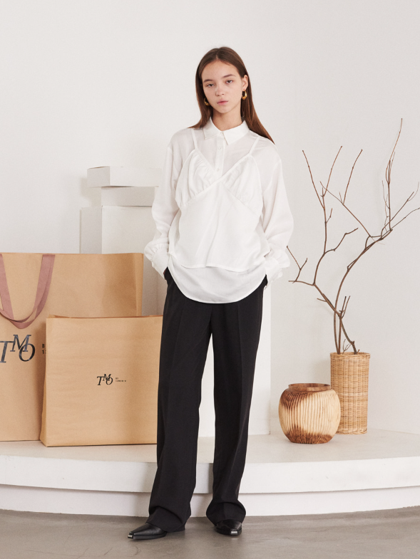 TMO BY 13MONTH（ティーエムオーバイサーティンマンス）LONG SLEEVE VEST SHIRT (WHITE)