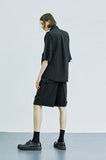 SSY(エスエスワイ)  loop stitch turn-up half pants black