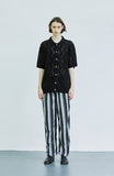 SSY(エスエスワイ)  grunge stripe jersey bangding pants black