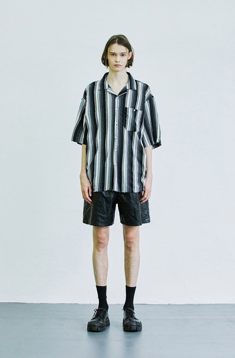 SSY(エスエスワイ)  grunge stripe jersey shirt black