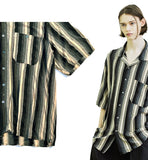 SSY(エスエスワイ) grunge stripe jersey shirt brown