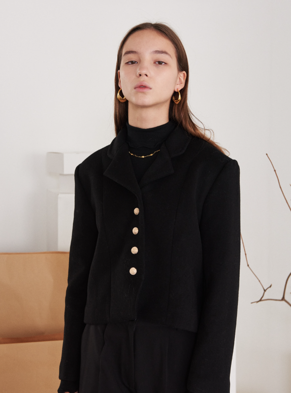 TMO BY 13MONTH（ティーエムオーバイサーティンマンス）SHORT WOOL JACKET (BLACK)