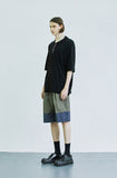 SSY(エスエスワイ)  square chest zipper polo knit t-shirt black