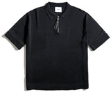 SSY(エスエスワイ)  square chest zipper polo knit t-shirt black