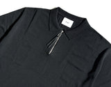 SSY(エスエスワイ)  square chest zipper polo knit t-shirt black