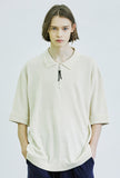 SSY(エスエスワイ) square chest zipper polo knit t-shirt cream