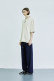 SSY(エスエスワイ) square chest zipper polo knit t-shirt cream