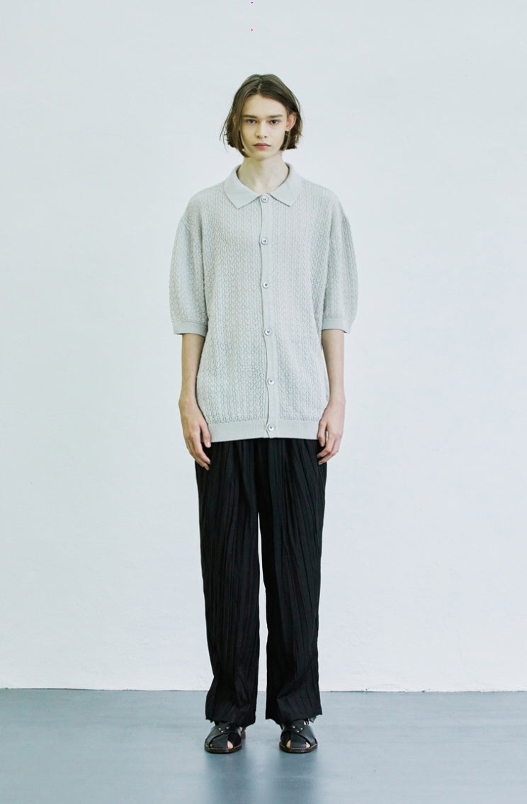 SSY(エスエスワイ) bumpy diamond knited half cardigan grey