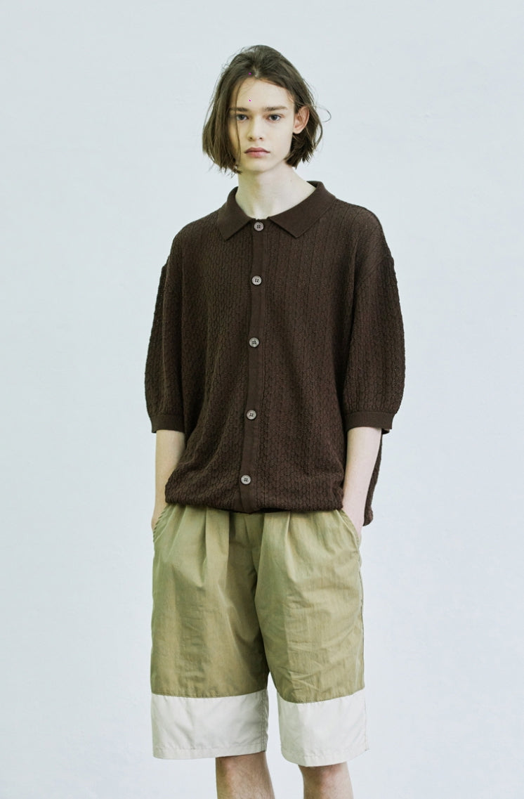 SSY(エスエスワイ) bumpy diamond knited half cardigan brown