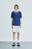 SSY(エスエスワイ) color stripe pique knit t-shirt blue