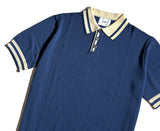 SSY(エスエスワイ) color stripe pique knit t-shirt blue