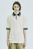 SSY(エスエスワイ) color stripe pique knit t-shirt cream