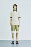 SSY(エスエスワイ) color stripe pique knit t-shirt cream