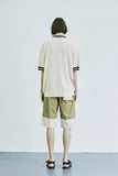 SSY(エスエスワイ) color stripe pique knit t-shirt cream