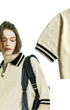 SSY(エスエスワイ) color stripe pique knit t-shirt cream