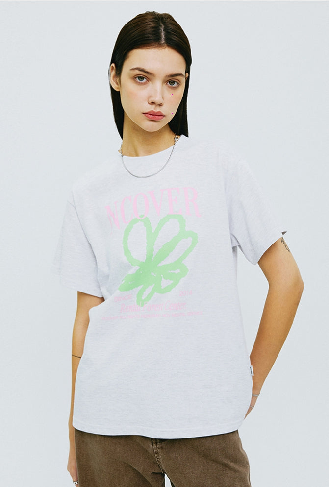 NCOVER（エンカバー）PAINTING FLOWER TSHIRT-GREY