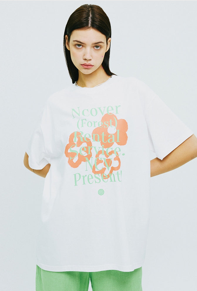 NCOVER（エンカバー）PAINTING FLOWER BUNCH TSHIRT-WHITE