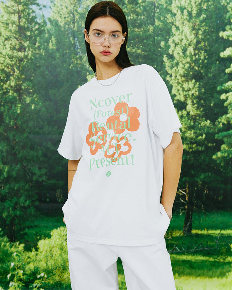 NCOVER（エンカバー）PAINTING FLOWER BUNCH TSHIRT-WHITE