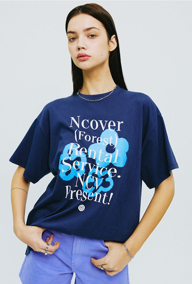 NCOVER（エンカバー）PAINTING FLOWER BUNCH TSHIRT-NAVY