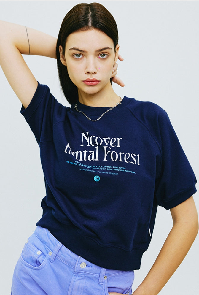 NCOVER（エンカバー）RENTAL FOREST TYPO HALF SWEATSHIRT-NAVY