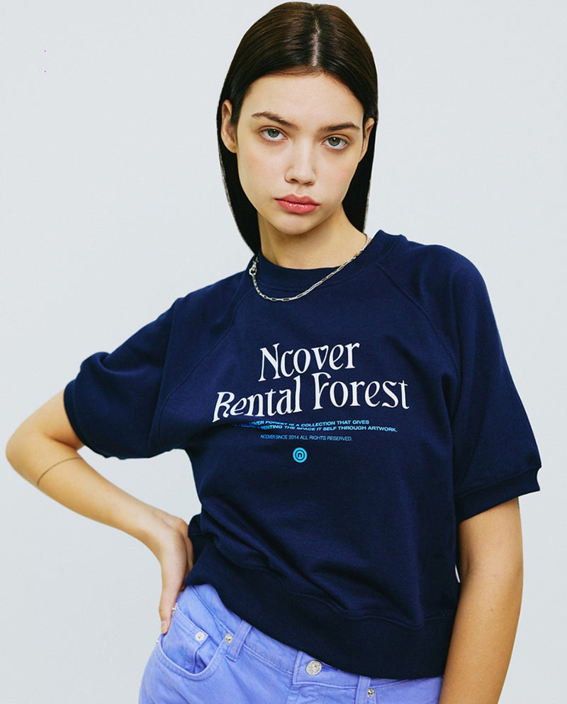 NCOVER（エンカバー）RENTAL FOREST TYPO HALF SWEATSHIRT-NAVY