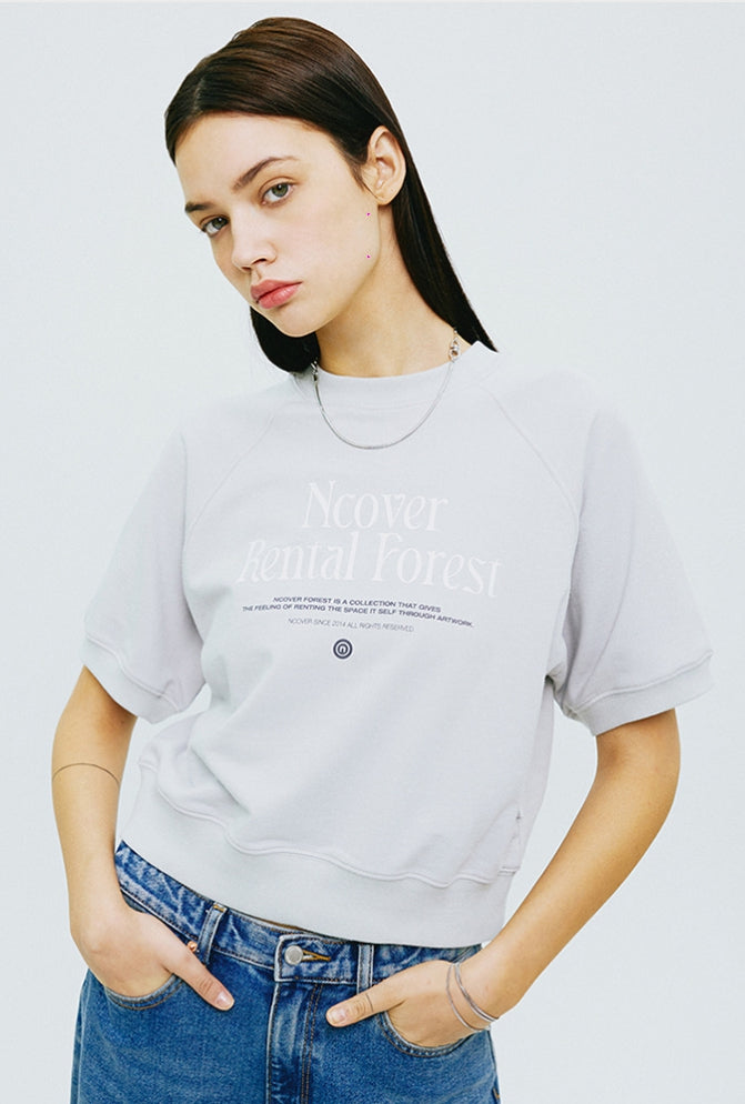 NCOVER（エンカバー）RENTAL FOREST TYPO HALF SWEATSHIRT-GREY