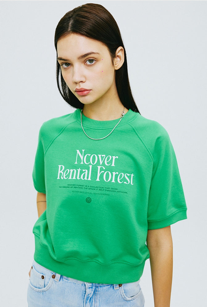 NCOVER（エンカバー）RENTAL FOREST TYPO HALF SWEATSHIRT-GREEN