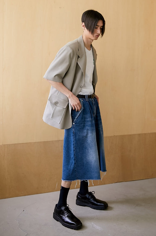 イーエスシースタジオ(ESC STUDIO)  washing denim culotte pants (blue)
