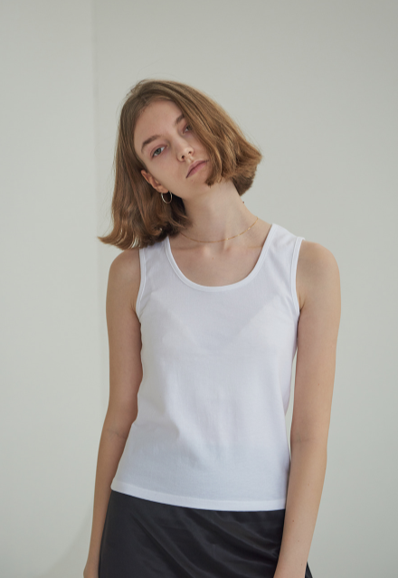 TMO BY 13MONTH（ティーエムオーバイサーティンマンス）SIZE GUIDE	 BASIC SLEEVELESS T-SHIRT (WHITE)