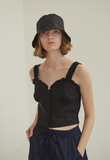 TMO BY 13MONTH（ティーエムオーバイサーティンマンス）FRONT BUTTON SLEEVELESS BLOUSE (BLACK)
