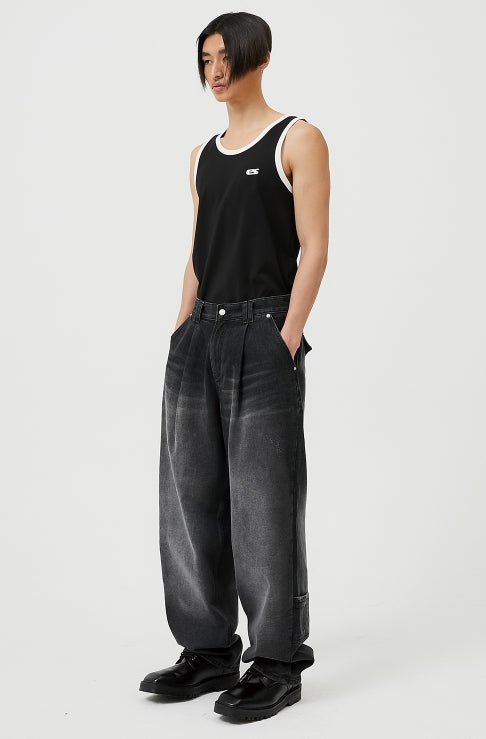イーエスシースタジオ(ESC STUDIO)  washing denim pocket pants (black)
