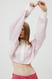 イーエスシースタジオ(ESC STUDIO)  stripe crop polor shirt (pink)