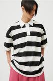 イーエスシースタジオ(ESC STUDIO) stripe short sleeve polor shirt (black)