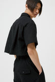 イーエスシースタジオ(ESC STUDIO) lace crop shirt (black)