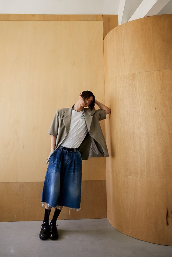 イーエスシースタジオ(ESC STUDIO) oversize short sleeve blazer (khakibeige)