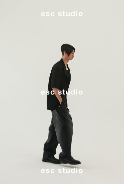 イーエスシースタジオ(ESC STUDIO) oversize short sleeve blazer (black)