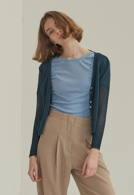 TMO BY 13MONTH（ティーエムオーバイサーティンマンス）SEE-THROUGH CARDIGAN (NAVY)