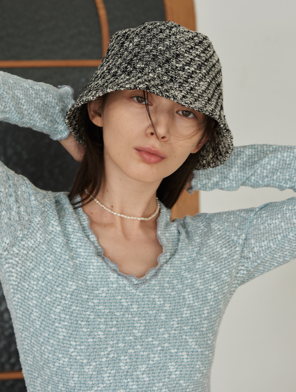 TMO BY 13MONTH（ティーエムオーバイサーティンマンス）VINTAGE WOVEN BUCKET HAT (WHITE)