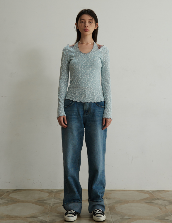 TMO BY 13MONTH（ティーエムオーバイサーティンマンス）WIDE LEG JEANS (BLUE)