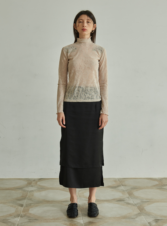 TMO BY 13MONTH（ティーエムオーバイサーティンマンス）MESH TURTLE NECK T-SHIRT (IVORY)