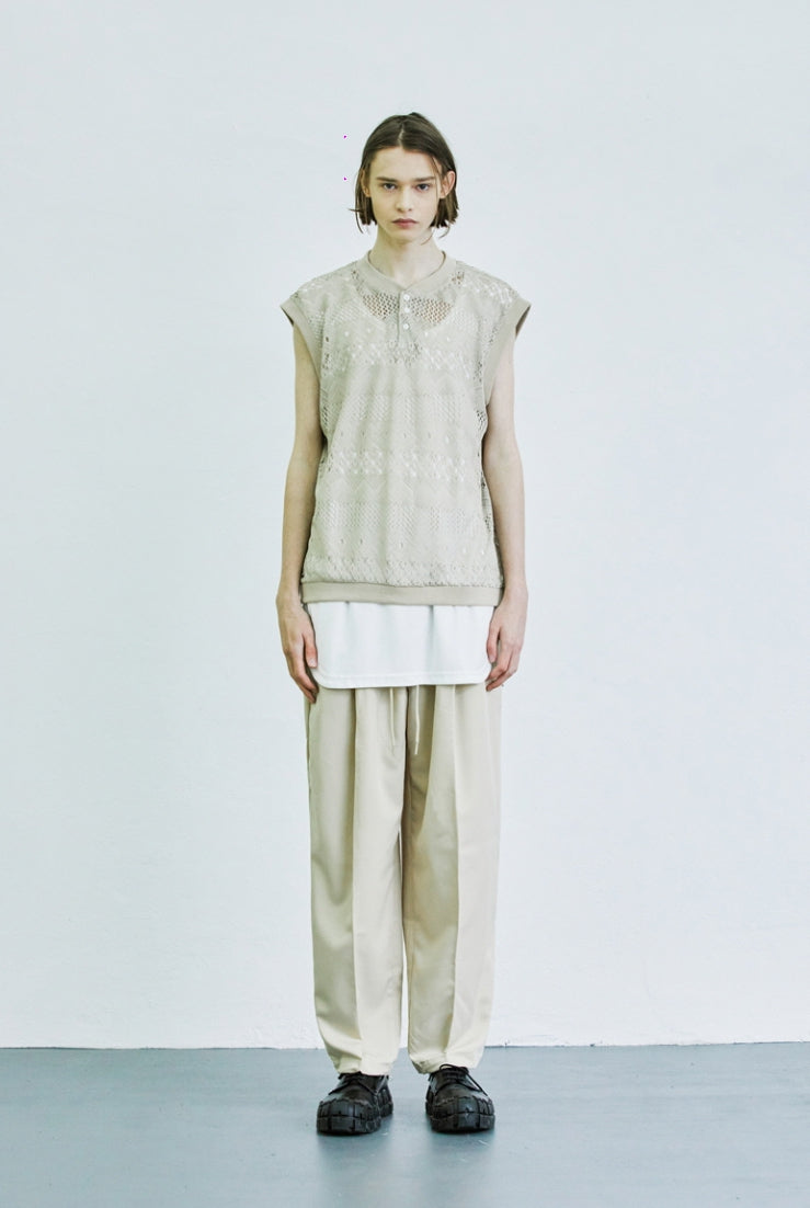 SSY(エスエスワイ) crochet rib vest beige