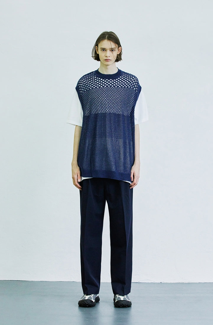 SSY(エスエスワイ)  gradation punching knit vest navy