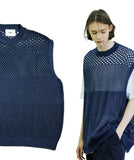 SSY(エスエスワイ)  gradation punching knit vest navy